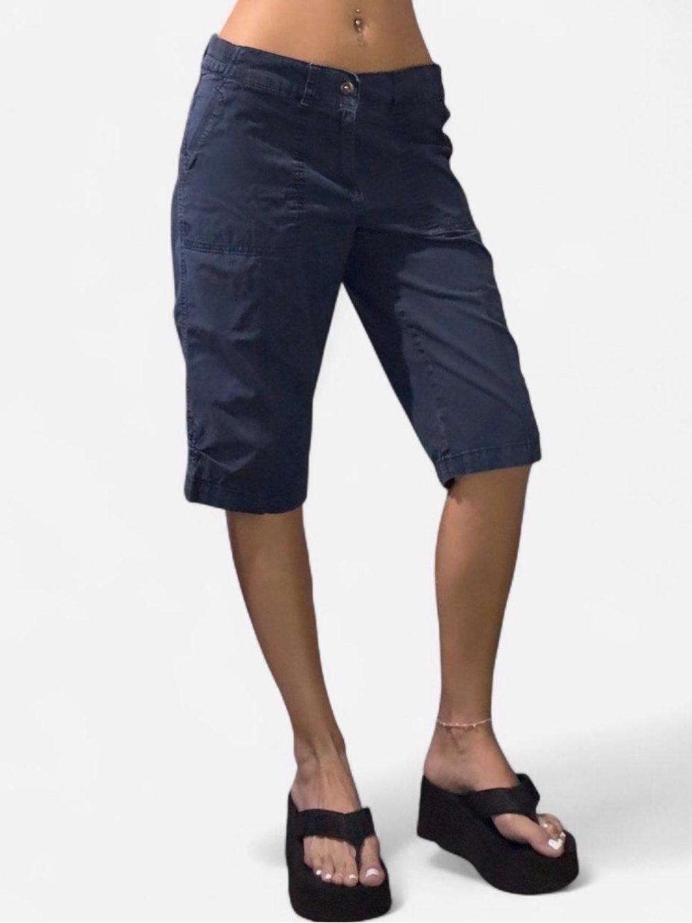 Y2K Navy Blue Capri Pants